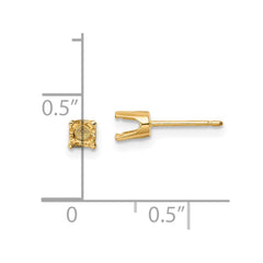 14k 4mm Round Stud Earring Mounting w/backs