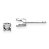 14k White Gold 4mm Round Stud Earring Mounting w/backs