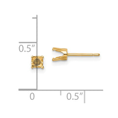 14k 4.25mm Round Stud Earring Mounting w/backs