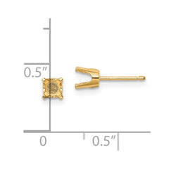 14k 4.5mm Round Stud Earring Mounting w/backs