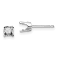 14k White Gold 4.5mm Round Stud Earring Mounting w/backs