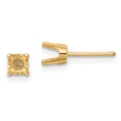 14k 4.5mm Round Stud Earring Mounting w/backs