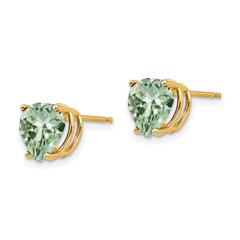14k 8mm Heart Green Quartz Earring