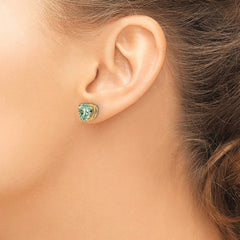 14k 8mm Heart Green Quartz Earring