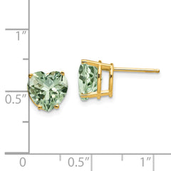 14k 8mm Heart Green Quartz Earring