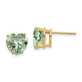 14k 8mm Heart Green Quartz Earring