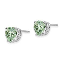 14kw 8mm Heart Green Quartz Earring