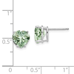 14kw 8mm Heart Green Quartz Earring