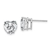 14k White Gold 8mm Cubic Zirconia Heart Stud Earrings