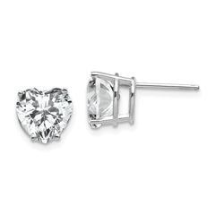 14k White Gold 8mm Cubic Zirconia Heart Stud Earrings