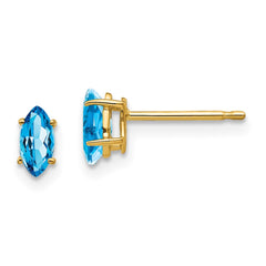 14k Blue Topaz marquis stud earring - 2