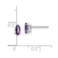 14k White Gold 6x3mm Amethyst Marquise Stud Earrings