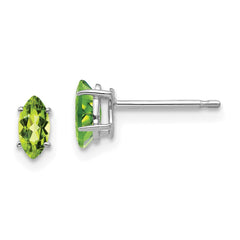 14k White Gold 6x3mm Marquise Peridot earring
