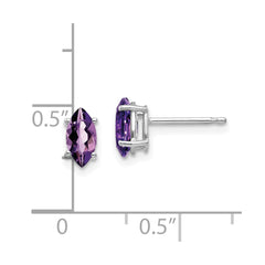 14k White Gold 7x3.5mm Marquise Amethyst earring