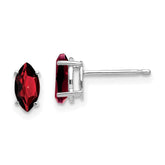 14k White Gold 7x3.5mm Marquise Garnet earring