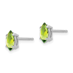 14k White Gold 7x3.5mm Peridot Marquise Stud Earring