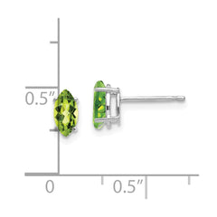 14k White Gold 7x3.5mm Peridot Marquise Stud Earring