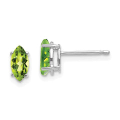 14k White Gold 7x3.5mm Peridot Marquise Stud Earring