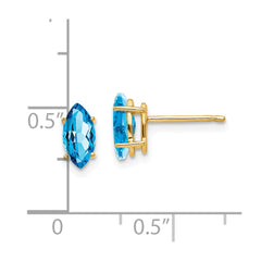 14k Blue Topaz Marquise Stud Earring