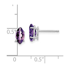 14k White Gold 8x4mm Amethyst Marquise Stud Earring