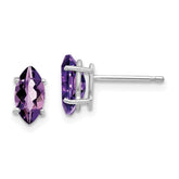 14k White Gold 8x4mm Amethyst Marquise Stud Earring