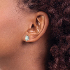 14kw 8x4mm Marquise Checker-Cut Green Quartz Earring