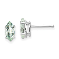 14kw 8x4mm Marquise Checker-Cut Green Quartz Earring
