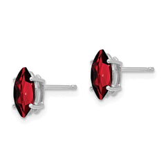 14k White Gold 8x4mm Garnet Marquise Stud Earring