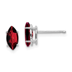 14k White Gold 8x4mm Garnet Marquise Stud Earring