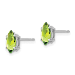 14k White Gold 8x4mm Peridot Marquise Stud Earring