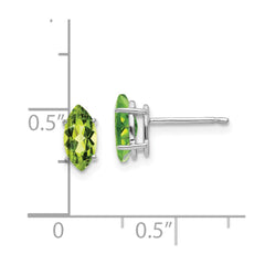 14k White Gold 8x4mm Peridot Marquise Stud Earring