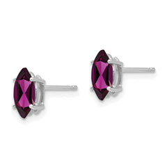 14k White Gold 8x4mm Rhodolite Garnet Marquise Stud Earring