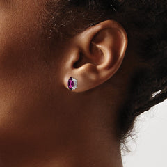 14k White Gold 8x4mm Rhodolite Garnet Marquise Stud Earring
