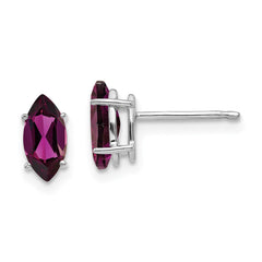 14k White Gold 8x4mm Rhodolite Garnet Marquise Stud Earring