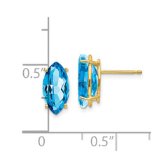 14k Blue Topaz marquis stud earring