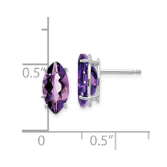 14k White Gold 10x5mm Amethyst Marquise Stud Earring