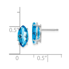 14k White Gold 10x5mm Blue Topaz Marquise Stud Earring
