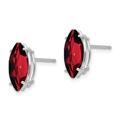 14k White Gold 10x5mm Marquise Garnet earring
