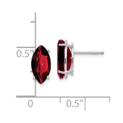 14k White Gold 10x5mm Marquise Garnet earring