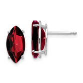 14k White Gold 10x5mm Marquise Garnet earring