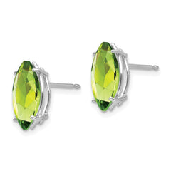 14k White Gold 10x5mm Peridot Marquise Stud Earring