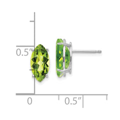 14k White Gold 10x5mm Peridot Marquise Stud Earring