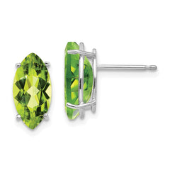 14k White Gold 10x5mm Peridot Marquise Stud Earring