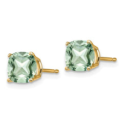 14k 6mm Cushion Green Quartz Earring