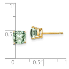 14k 6mm Cushion Green Quartz Earring