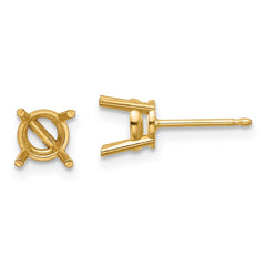 14k 6mm Cushion Earring Mountings