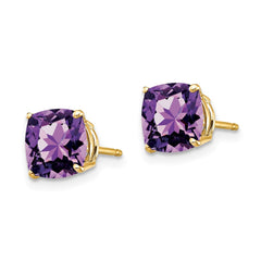 14k 7x7mm Cushion Amethyst earring