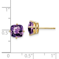 14k 7x7mm Cushion Amethyst earring