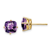 14k 7x7mm Cushion Amethyst earring