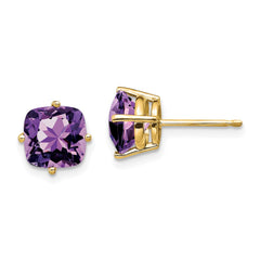 14k 7x7mm Cushion Amethyst earring